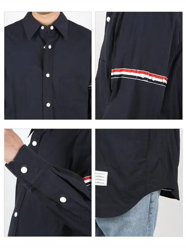 Three Stripes Armband Nylon Long Sleeve Shirt Navy - THOM BROWNE - BALAAN 4