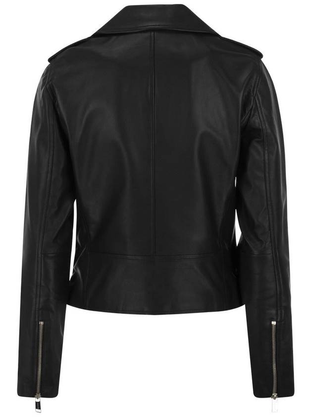 Women's Leather Biker Jacket Black - MICHAEL KORS - BALAAN 3