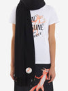 Olli Flower Fox Patch Muffler Scarf Black Unisex - MAISON KITSUNE - BALAAN 4