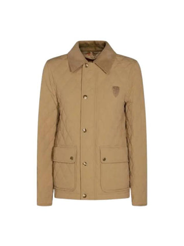 Applique B Shield Corduroy Collar Quilted Jacket Beige - BURBERRY - BALAAN 1