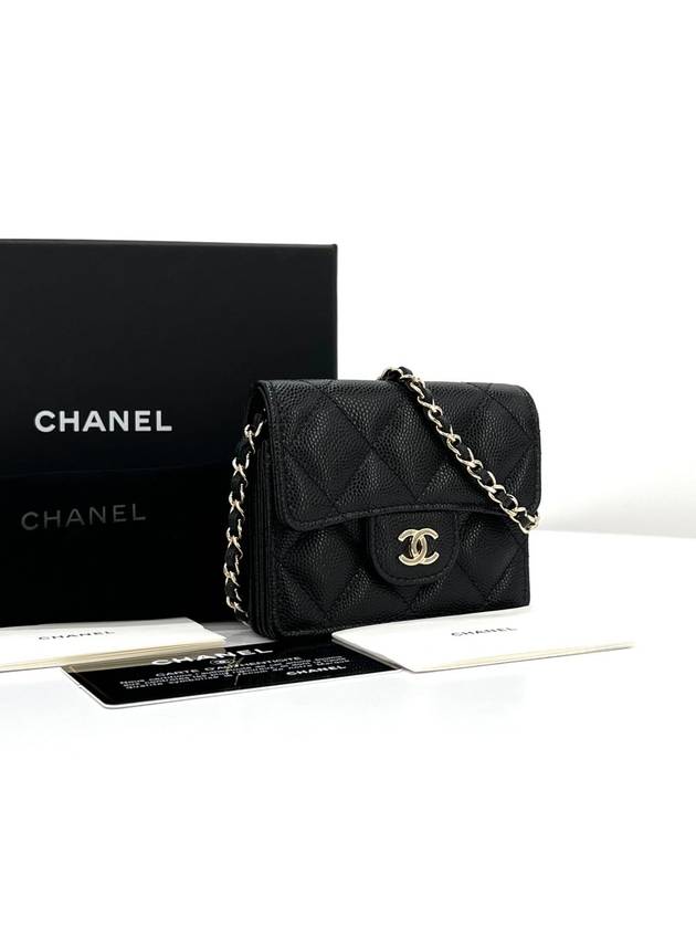 Caviar chain card wallet black AP1730 - CHANEL - BALAAN 3