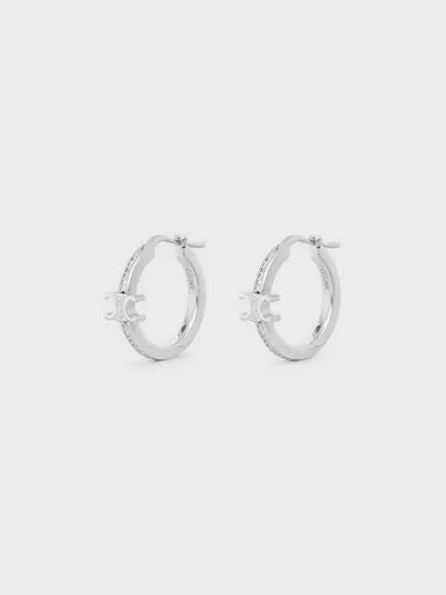 Triomphe Sparkle Hoops In Strass And Brass With Rhodium Finish Earrings Silver - CELINE - BALAAN 2