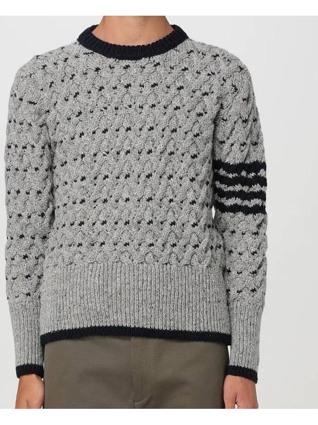 4 Bar Cable Knit Top Grey - THOM BROWNE - BALAAN 3