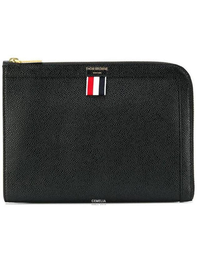 Pebble Minifolio Clutch Bag Black - THOM BROWNE - BALAAN 2