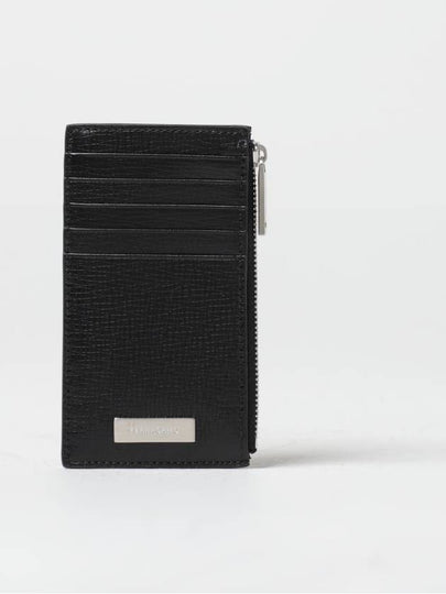 Metal Plate Zipper Card Wallet Black - SALVATORE FERRAGAMO - BALAAN 2