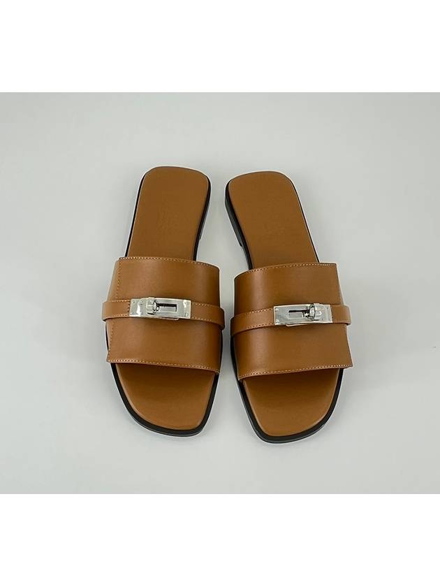 Women's Julia Calfskin Slippers Natural - HERMES - BALAAN 3