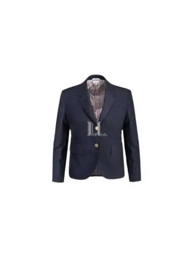 Women's Twill Slim Fit Single Breasted Wool Jacket Navy - THOM BROWNE - BALAAN 2