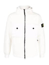 Men's Wappen Patch Shearling Hooded Jacket White - STONE ISLAND - BALAAN 2