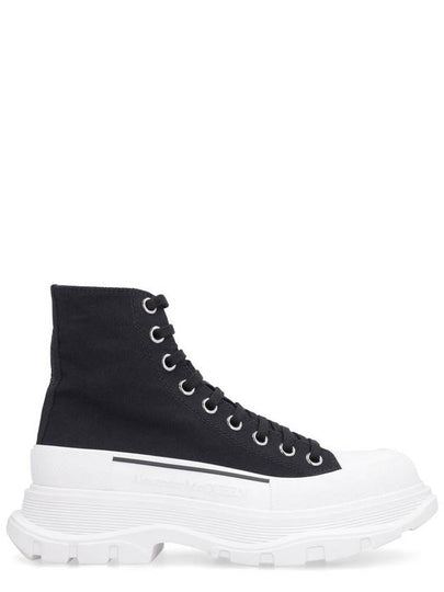 Men's Tread Lace-Up High Top Sneakers Black White - ALEXANDER MCQUEEN - BALAAN 2