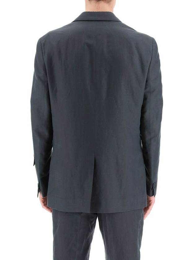 Men's Linen Blend Blazer Jacket Grey - FENDI - BALAAN 4