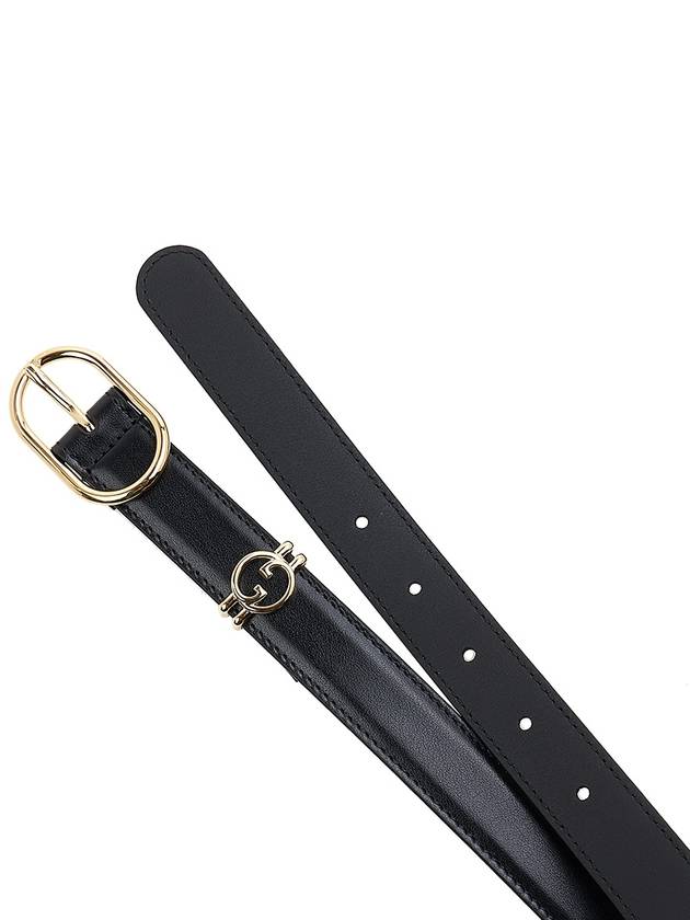 Interlocking G Logo Plaque Leather Belt Black - GUCCI - BALAAN 9