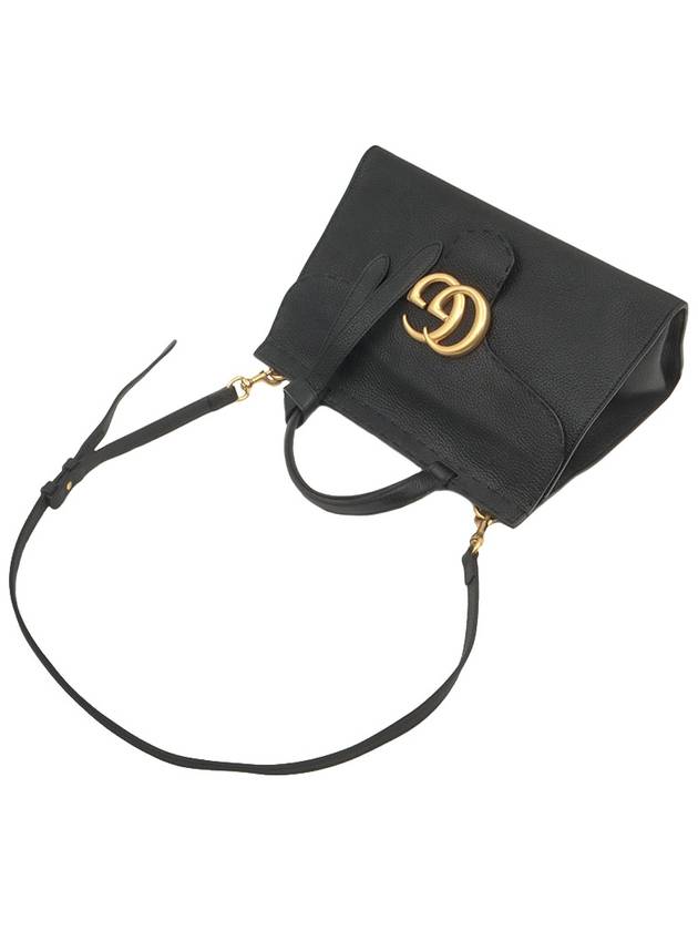 Black leather gold plated GG Marmont small top handle 2WAY - GUCCI - BALAAN 5