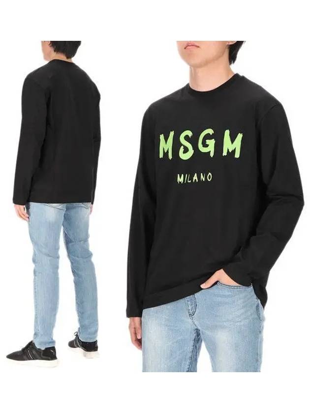 Milano Brushed Logo Long Sleeve T-Shirt Black - MSGM - BALAAN 2