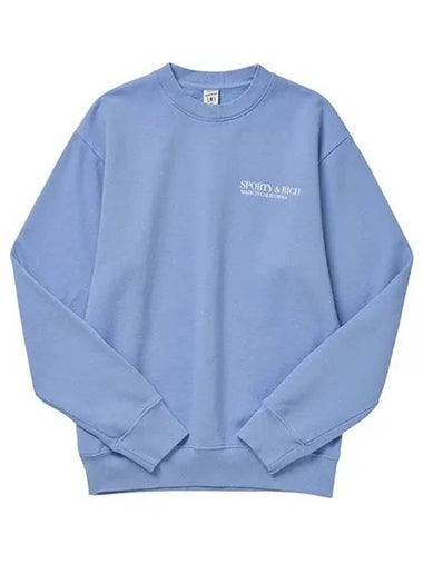 California Crew Neck Cotton Sweatshirt Light Blue - SPORTY & RICH - BALAAN 1