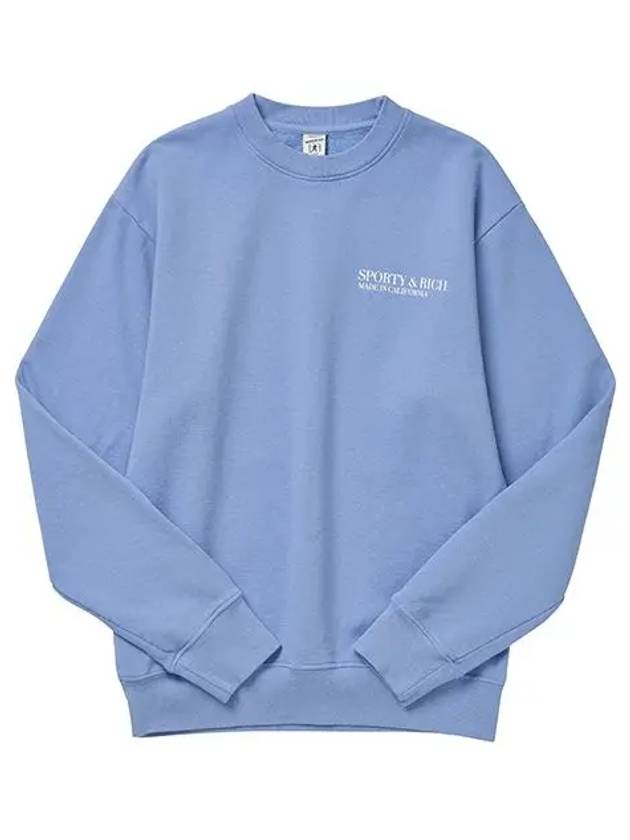 California Crew Neck Cotton Sweatshirt Light Blue - SPORTY & RICH - BALAAN 3