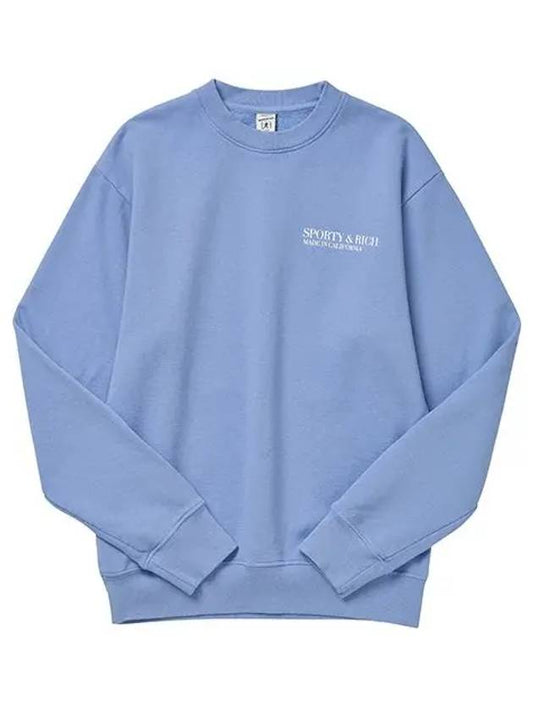 California Crew Neck Cotton Sweatshirt Light Blue - SPORTY & RICH - BALAAN 1