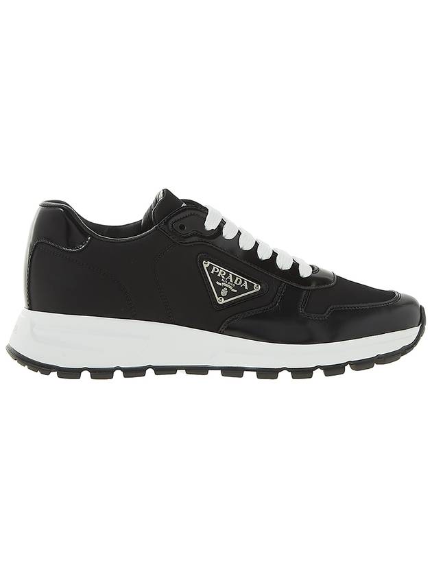 Prax 01 Re-Nylon Brushed Leather Low-Top Sneakers Black - PRADA - BALAAN 3