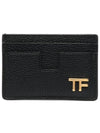 T Line Leather Credit Card Wallet Black - TOM FORD - BALAAN 2