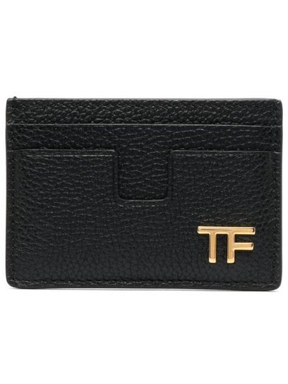 T Line Leather Credit Card Wallet Black - TOM FORD - BALAAN 2