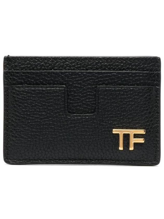 T Line Leather Credit Card Wallet Black - TOM FORD - BALAAN 2