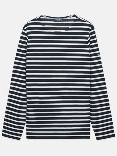 Meridien Mode Elbow Patch Striped Long Sleeve T-Shirt Marine Ecru - SAINT JAMES - BALAAN 2