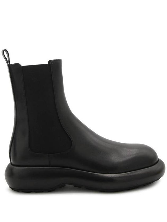 Round Toe Calf Leather Chelsea Boots Black - JIL SANDER - BALAAN 1