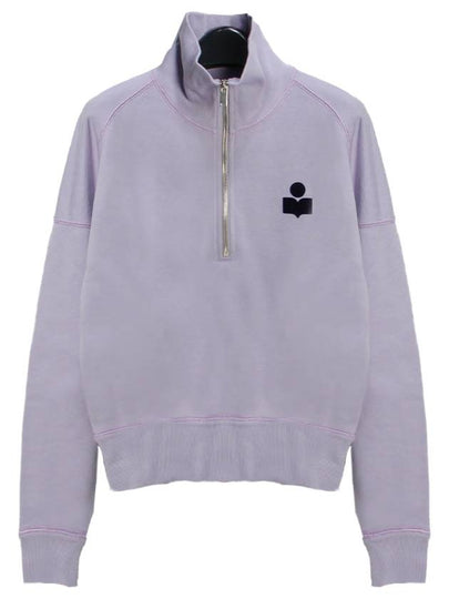 Ross Stand-Up Collar Short Cotton Sweatshirt Dark Navy Lilac - ISABEL MARANT - BALAAN 2