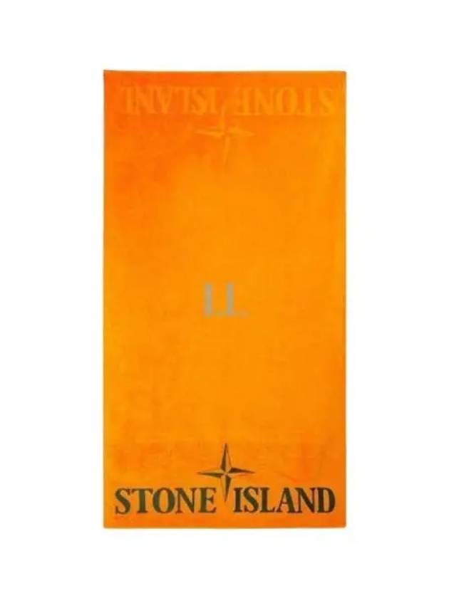 Cotton Terry Logo Beach Towel Orange - STONE ISLAND - BALAAN 2