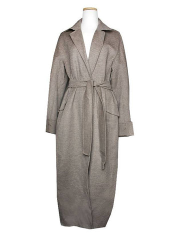 S Max Mara Taupe Wool Angora Handmade Long Coat 55 66 - S MAX MARA - BALAAN 1