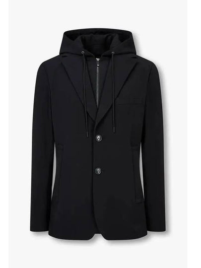 Men s Detachable Hooded Bibb Single Jacket Black - EMPORIO ARMANI - BALAAN 1