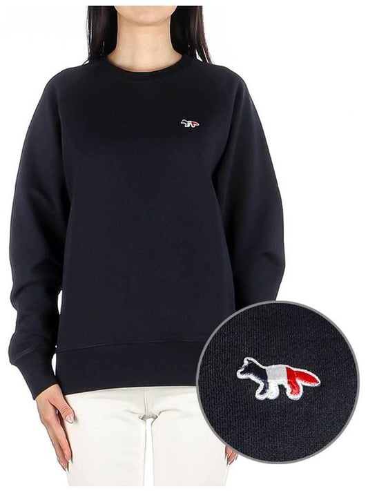 FW00308KM0001 NAVY Women s Tricolor Fox Sweatshirt - MAISON KITSUNE - BALAAN 1