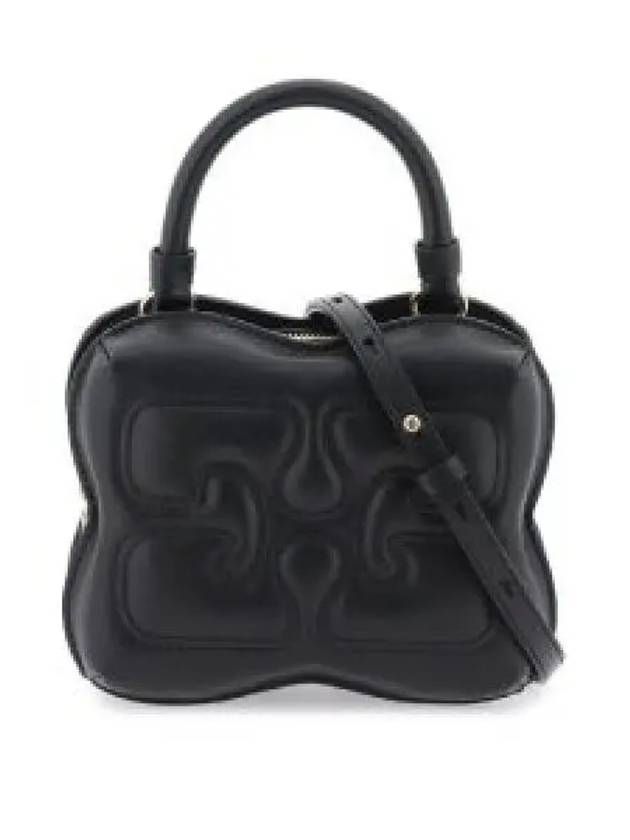 Butterfly Small Leather Cross Bag Black - GANNI - BALAAN 2