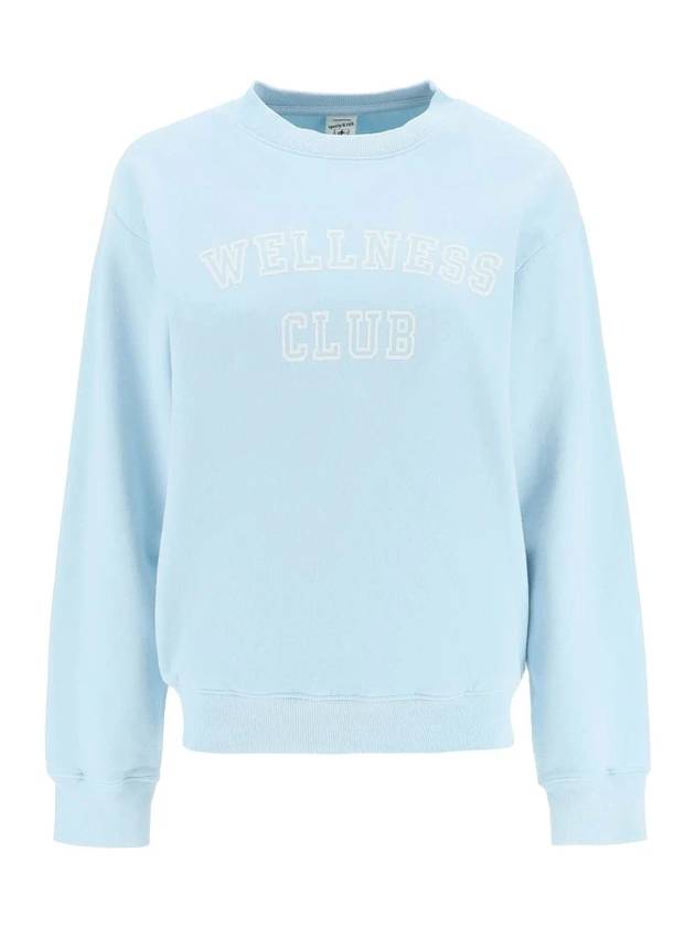 Wellness Club Flock Crew Neck Cotton Sweatshirt Baby Blue - SPORTY & RICH - BALAAN 1