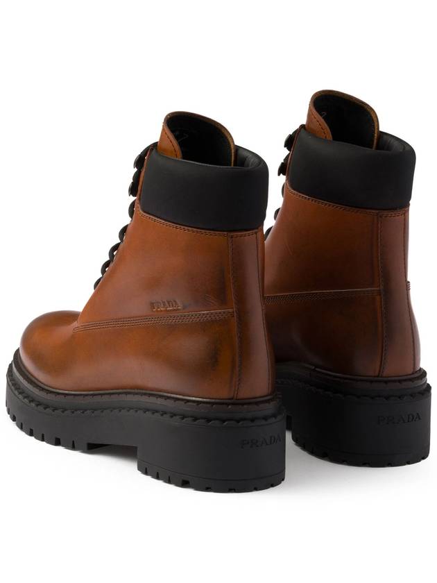 Logo Debossed Leather Walker Boots Ebony - PRADA - BALAAN 5