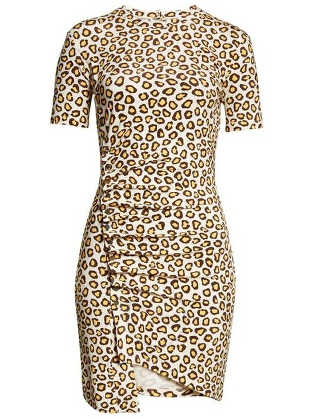 Rabanne Leopard Print Draped Short Dress, Brand Size 34 (US Size 2) - PACO RABANNE - BALAAN 1