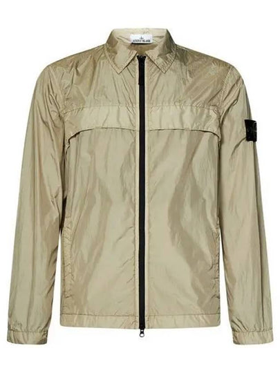 Garment Dyed Overshirt Zip Up Jacket Beige - STONE ISLAND - BALAAN 2