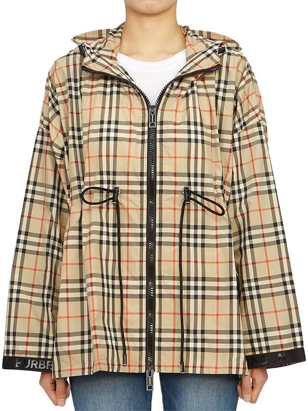 Women's Back-tone Check Zip-up Hooded Jacket Beige - BURBERRY - BALAAN 3