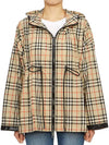 Women's Back-tone Check Zip-up Hooded Jacket Beige - BURBERRY - BALAAN 3