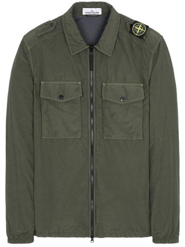 Waffen Patch Shirt Zip-up Jacket Khaki - STONE ISLAND - BALAAN.