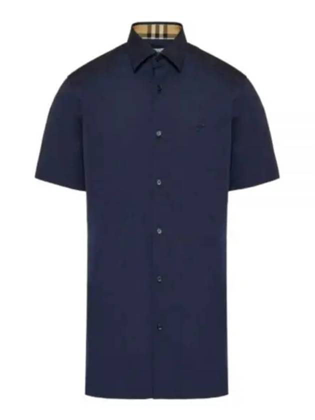 NAVY BLUE COTTON SHIRT 8079595A1222 - BURBERRY - BALAAN 2