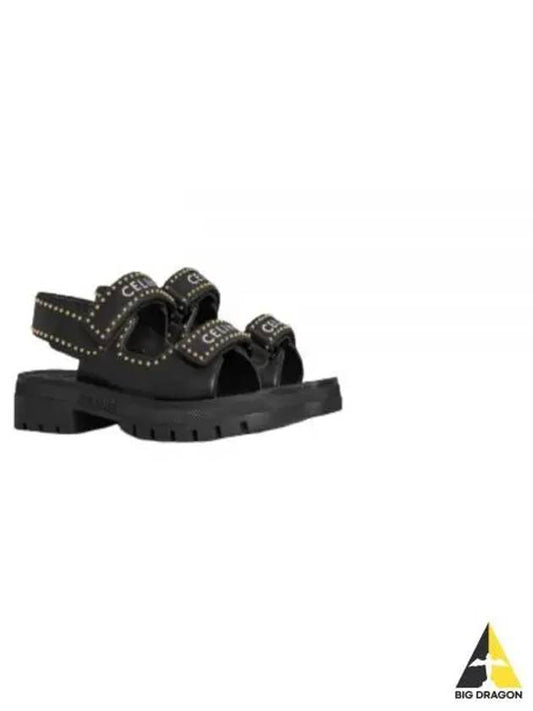 Leo Studded Chunky Sandals Calfskin Black - CELINE - BALAAN 2