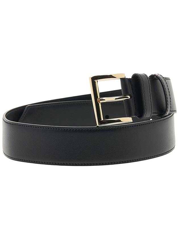 Triangle Logo Plaque City Leather Belt Black - PRADA - BALAAN 4