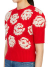 Rose Embroidered Sweater Knit Top Red - TORY BURCH - BALAAN 3