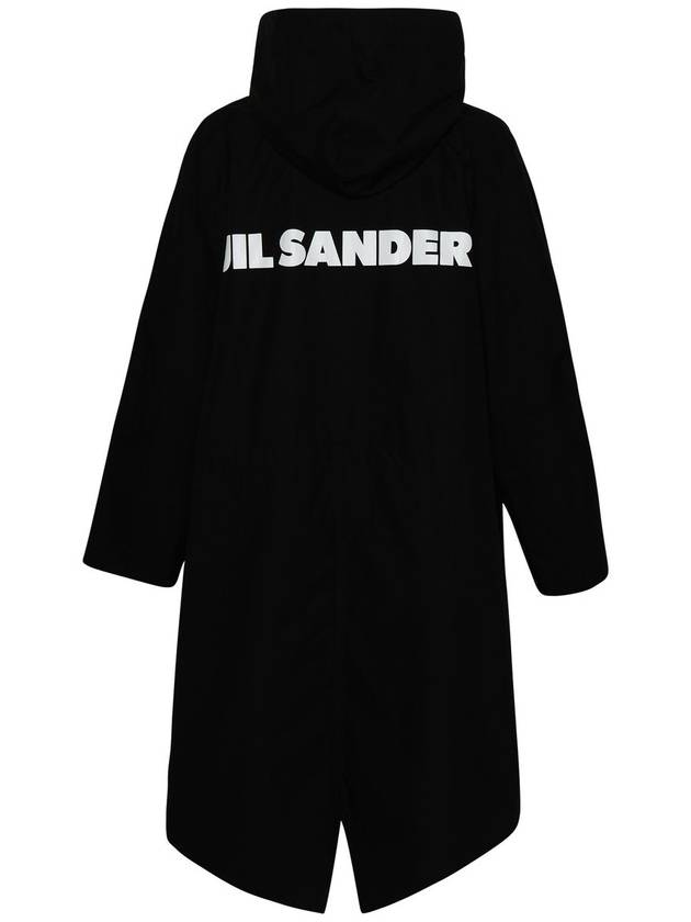 Back Logo Print Hooded Parka Black - JIL SANDER - BALAAN 3