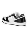 Men's Downtown Triangle Logo Leather Low Top Sneakers White Black - PRADA - BALAAN 4