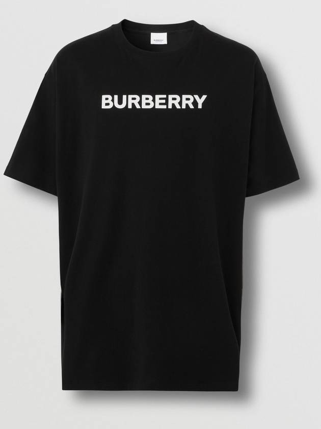 Logo Print Cotton Oversized Short Sleeve T-Shirt Black - BURBERRY - BALAAN 2