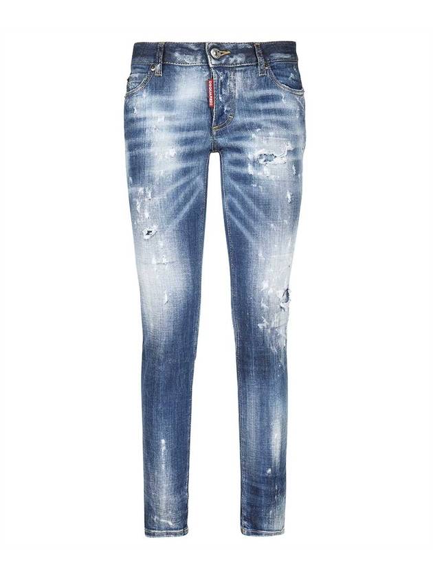 Women's Jennifer Dark Cloud Bleach Wash Skinny Jeans - DSQUARED2 - BALAAN.