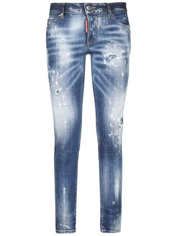 Women's Jennifer Dark Cloud Bleach Wash Skinny Jeans - DSQUARED2 - BALAAN.