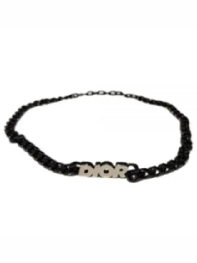 Logo Chain Link Choker Necklace Black - DIOR - BALAAN 2