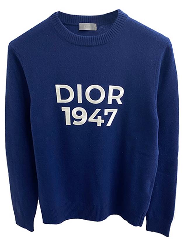 Wool Cashmere Crew Neck Knit Top Navy - DIOR - BALAAN 2